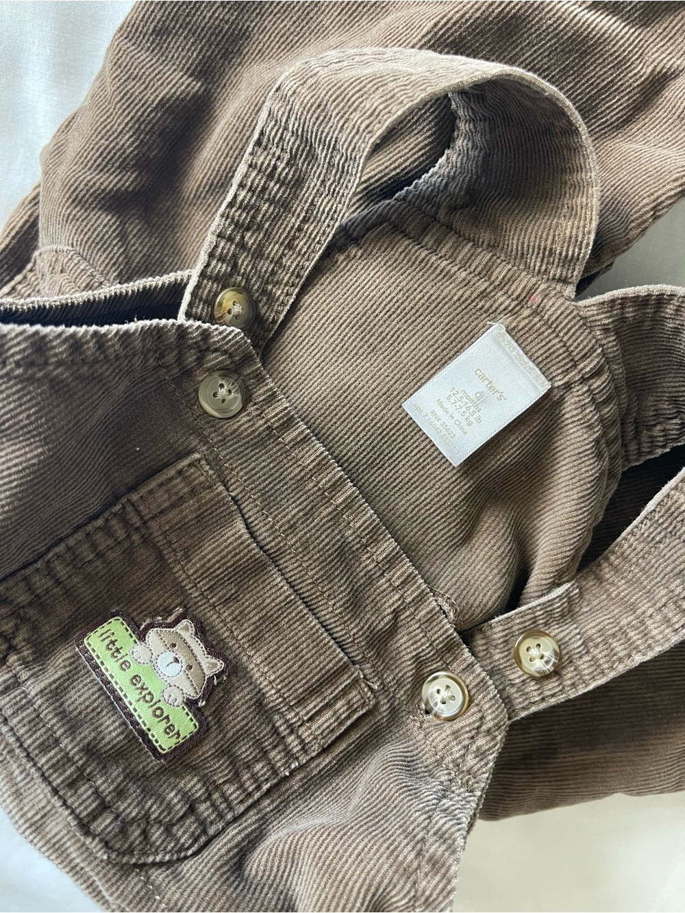 Carter's Brown Corduroy 'Little Explorer' Overalls